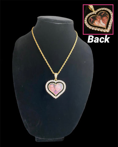 Icy Heart Double Photo Medallion