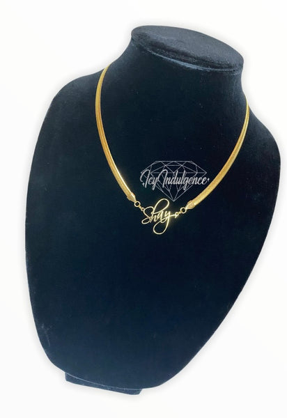 Icy Herringbone Name Necklace