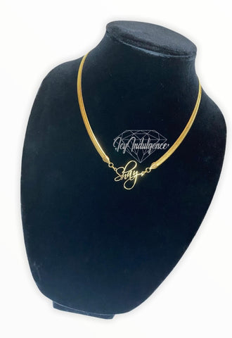 Icy Herringbone Name Necklace