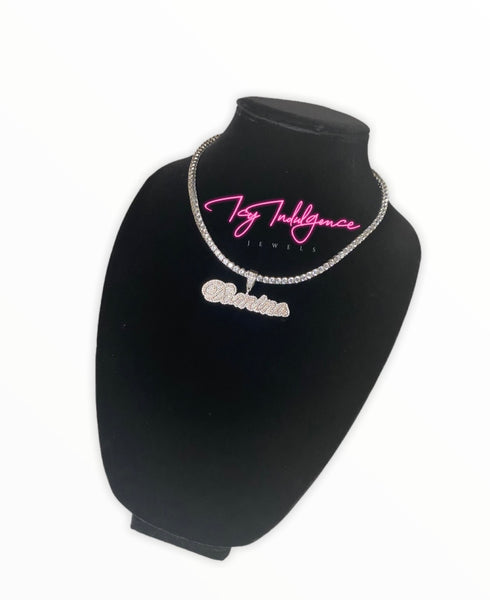 Icy 2D Double Diamond name necklace