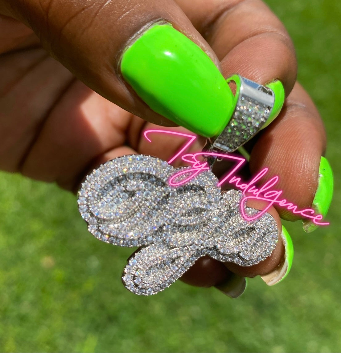 Icy 2D Double Diamond name necklace