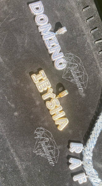 Icy Baguette Name Pendant