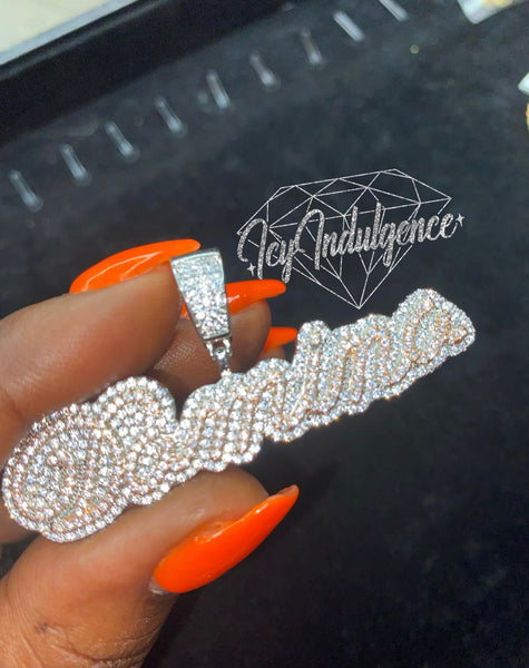Icy 2D Double Diamond name necklace