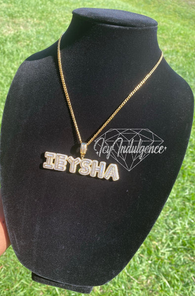 Icy Baguette Name Pendant