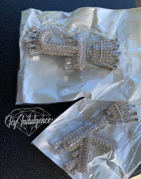 Custom Crown Icy Drip Initials Bubble Letter Pendant