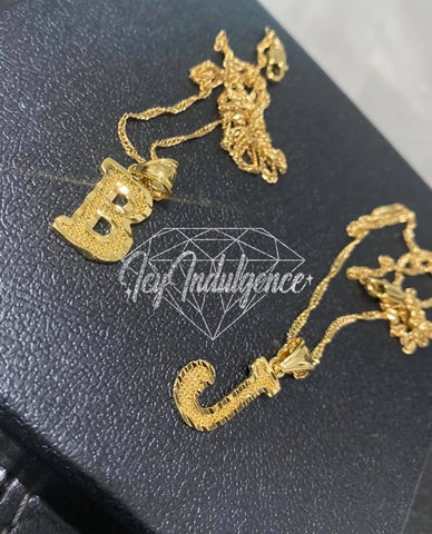 Gold Solid Letter Initial Necklace